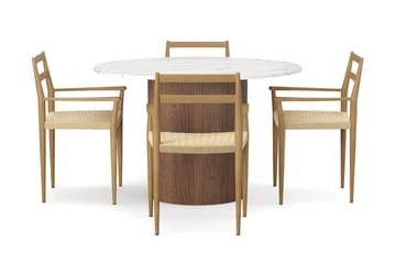 Uppveda Spisebord 120 cm Rund med 4 stk Jamna Karmstkolar - Brun - Møbler - Bord - Spisegrupper