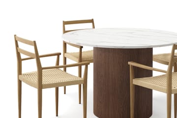 Uppveda Spisebord 120 cm Rund med 4 stk Jamna Karmstkolar - Brun - Møbler - Bord - Spisegrupper
