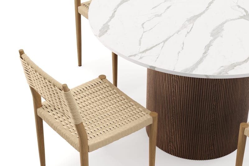 Uppveda Spisebord 120 cm Rund med 4 stk Jamna Matstkolar - Brun - Møbler - Bord - Spisegrupper