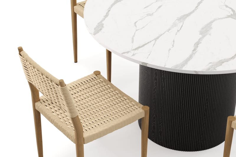 Uppveda Spisebord 120 cm Rund med 4 stk Jamna Matstkolar - Svart/Hvit - Møbler - Bord - Spisegrupper