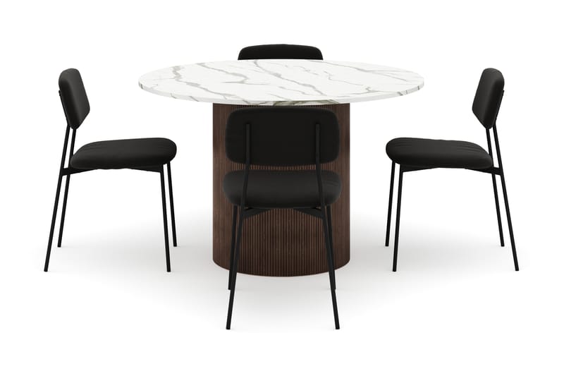 Uppveda Spisebord 120 cm Rund med 4 stk Lowe Matstkol|Bouclear - Brun - Møbler - Bord - Spisegrupper