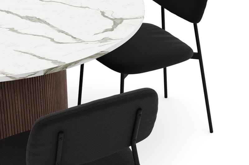 Uppveda Spisebord 120 cm Rund med 4 stk Lowe Matstkol|Bouclear - Brun - Møbler - Bord - Spisegrupper