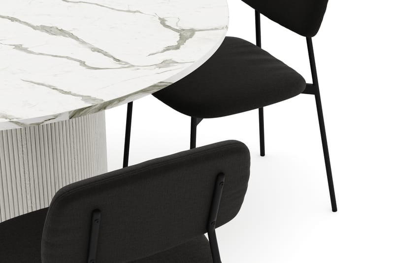 Uppveda Spisebord 120 cm Rund med 4 stk Lowe Matstkol|Bouclear - Hvit - Møbler - Bord - Spisegrupper