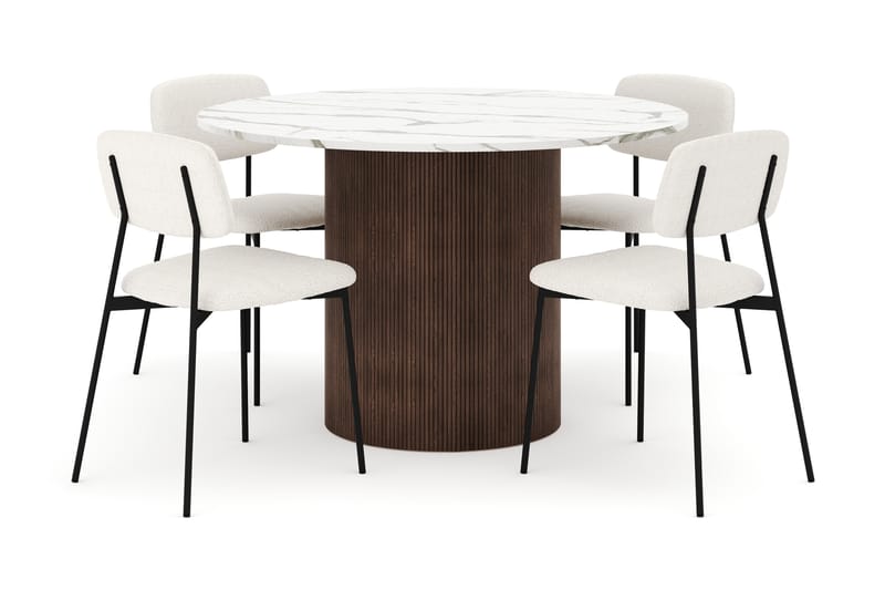 Uppveda Spisebord 120 cm Rund med 4 stk Lowe Matstkol|Svartar - Brun - Møbler - Bord - Spisegrupper