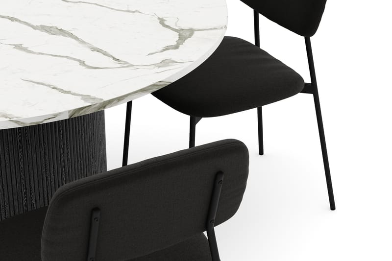 Uppveda Spisebord 120 cm Rund med 4 stk Lowe Matstkol|Svartar - Svart/Hvit - Møbler - Bord - Spisegrupper