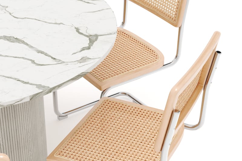 Uppveda Spisebord 120 cm Rund med 6 stk Build Matstkolar - Hvit - Møbler - Bord - Spisegrupper