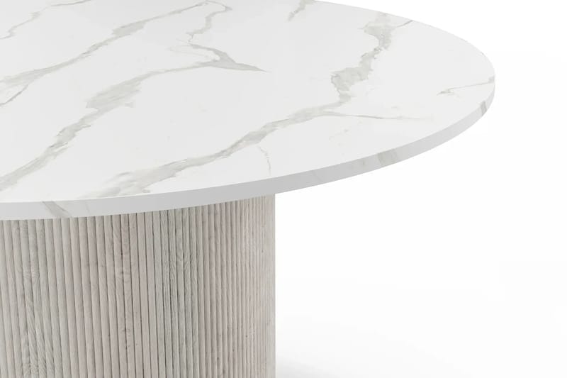 Uppveda Spisebord 120 cm Rundt Hvitt med 4 Reciclar Spisestoler - Hvit/Greige - Møbler - Bord - Spisegrupper