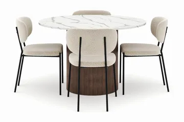 Uppveda Spisebord 120 cm Rundt med 4 Gemmiano Stoler - Brun - Møbler - Bord - Spisegrupper