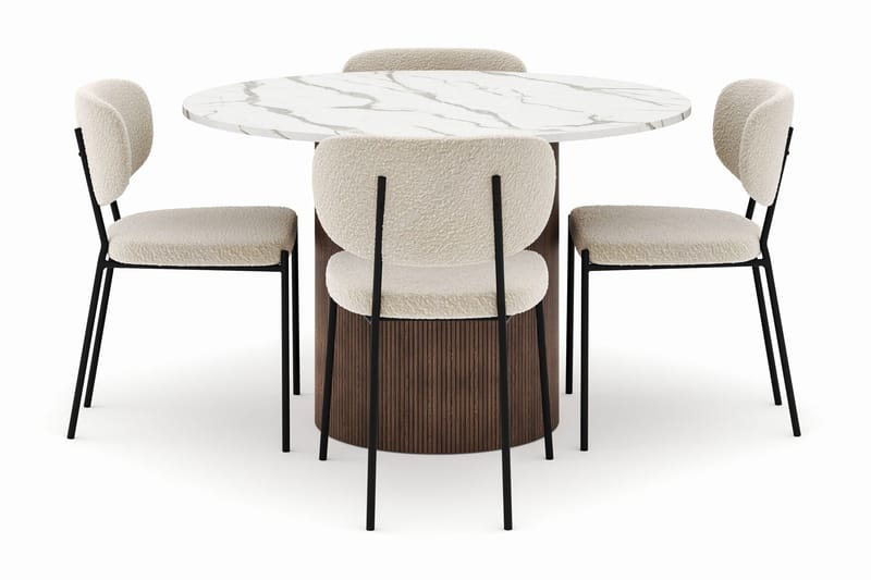 Uppveda Spisebord 120 cm Rundt med 4 Gemmiano Stoler - Brun - Møbler - Bord - Spisegrupper