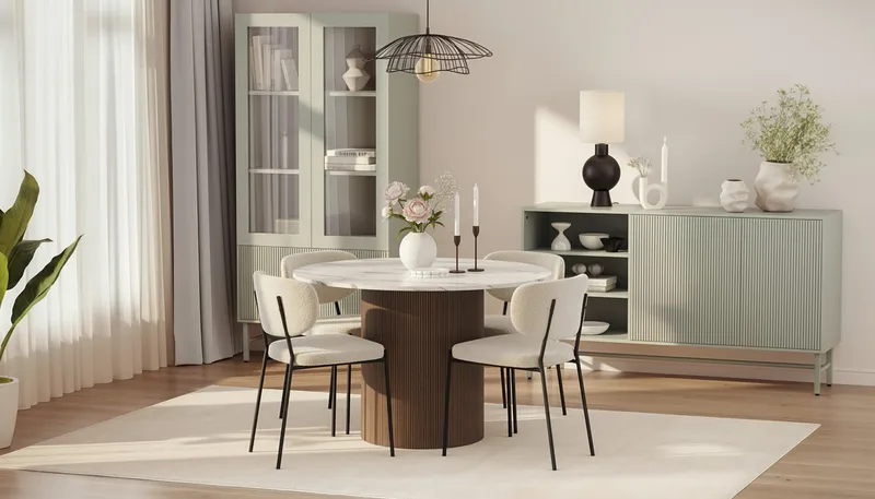 Uppveda Spisebord 120 cm Rundt med 4 Gemmiano Stoler - Brun - Møbler - Bord - Spisegrupper