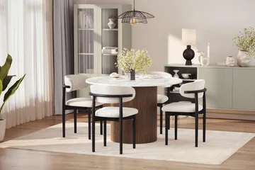 Uppveda spisebord 120 cm rundt med 4 Jaiveer-spisestoler - Brun - Møbler - Bord - Spisegrupper