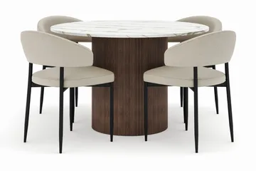 Uppveda Spisebord 120 cm Rundt med 4 Sawako Stoler - Brun - Møbler - Bord - Spisegrupper