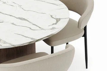Uppveda Spisebord 120 cm Rundt med 4 Sawako Stoler - Brun - Møbler - Bord - Spisegrupper