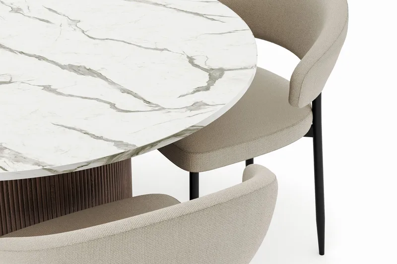 Uppveda Spisebord 120 cm Rundt med 4 Sawako Stoler - Brun - Møbler - Bord - Spisegrupper