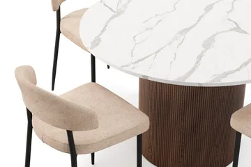 Uppveda spisebord 120 cm rundt med 4 stk. Jairam spisestoler - Brun - Møbler - Bord - Spisegrupper
