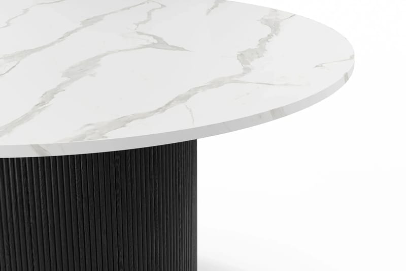 Uppveda Spisebord 120 cm Rundt Svart med 4 Sawako Greige Stoler - Svart/Hvit/Greige - Møbler - Bord - Spisegrupper