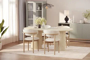 Uppveda Spisebord med travertin-look med 4 stk Jaiveer Spisestoler - Beige - Møbler - Bord - Spisegrupper