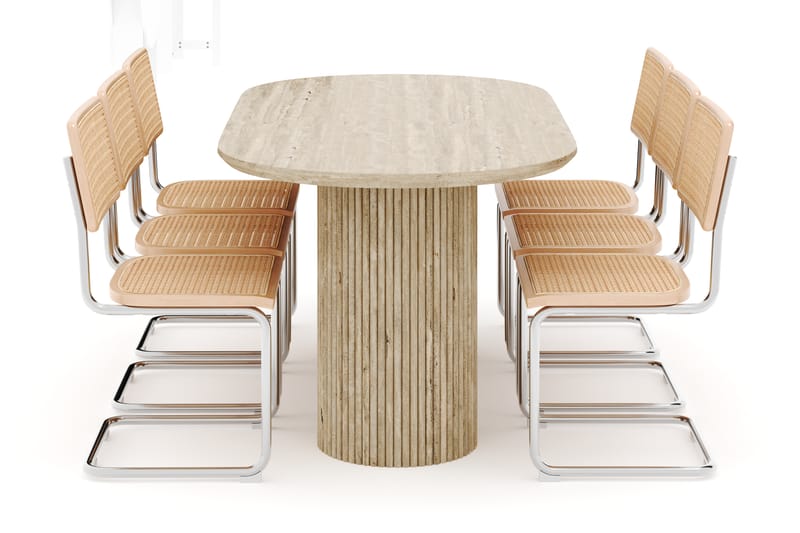 Uppveda Spisebord med travertin-look med 6 stk Build Spisestoler - Beige - Møbler - Bord - Spisegrupper