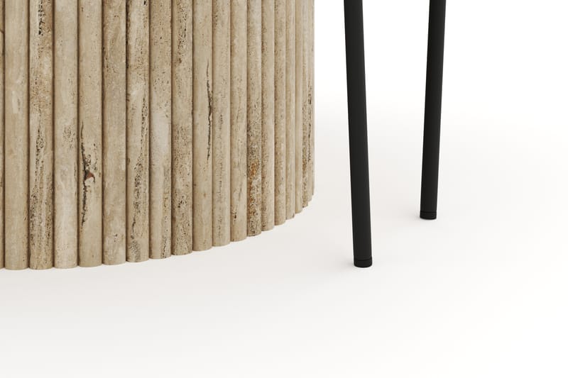 Uppveda Spisegruppe 120 cm Rund Travertin med 4 Lowe Spisestoler - Travertin - Møbler - Bord - Spisegrupper