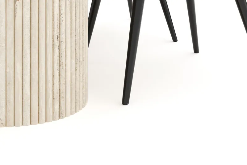 Uppveda Spisegruppe 180 cm Oval med 4 Valeri Fløyelsstoler - Travertin - Møbler - Bord - Spisegrupper