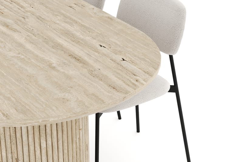 Uppveda Spisegruppe 180 cm Oval Travertin med 4 Lowe Spisestoler - Travertin - Møbler - Bord - Spisegrupper