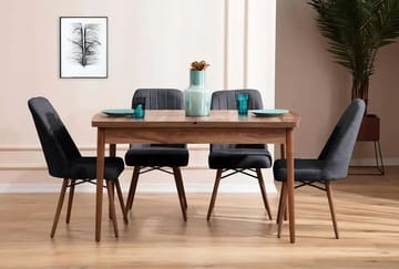 Uttrekkbart spisebord- og stolsett (5 deler) Homitis Lidyana (130 x 76 x 80 cm) Antrasitt - Antrasitt - Møbler - Bord - Spisegrupper