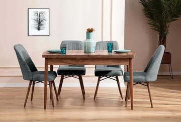Uttrekkbart spisebord- og stolsett (5 deler) Homitis Lidyana (130 x 76 x 80 cm) Grå - Møbler - Bord - Spisegrupper