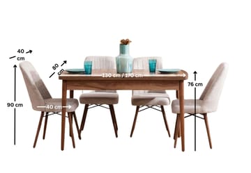 Uttrekkbart spisebord- og stolsett (5 deler) Homitis Lidyana (130 x 76 x 80 cm) Krem - Møbler - Bord - Spisegrupper