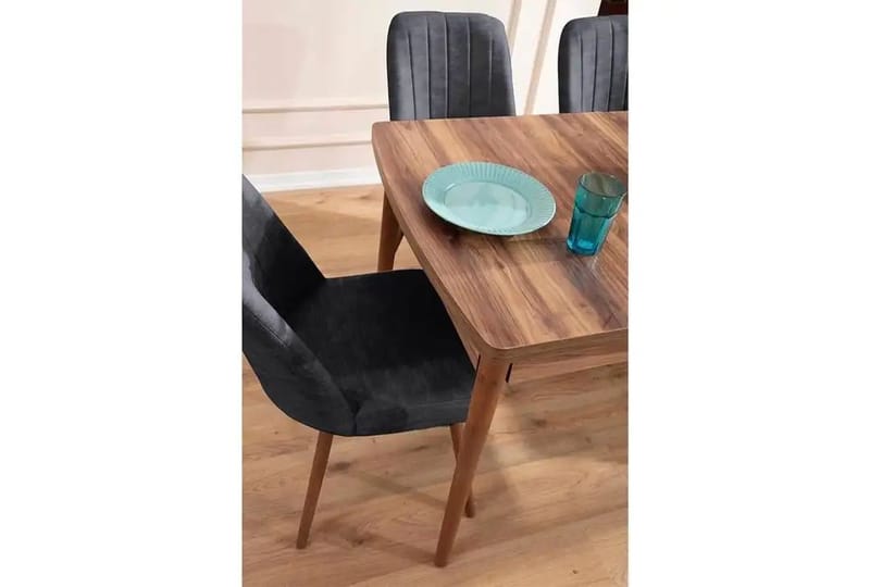 Uttrekkbart spisebord- og stolsett (7 deler) Homitis Lidyana (130 x 76 x 80 cm) Antrasitt - Møbler - Bord - Spisegrupper