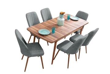 Uttrekkbart spisebord- og stolsett (7 deler) Homitis Lidyana (130 x 76 x 80 cm) Grå - Møbler - Bord - Spisegrupper