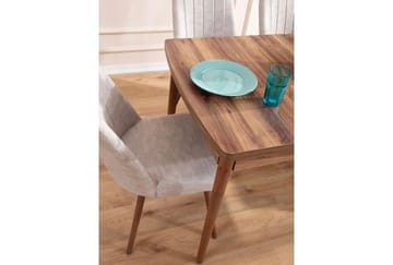 Uttrekkbart spisebord- og stolsett (7 deler) Homitis Lidyana (130 x 76 x 80 cm) Krem - Møbler - Bord - Spisegrupper