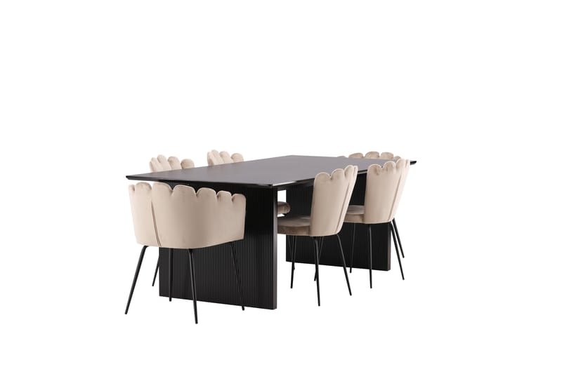 Vail Matgruppe 200 cm Rektangulær med 4 Limhamn stoler - Beige - Møbler - Bord - Spisegrupper