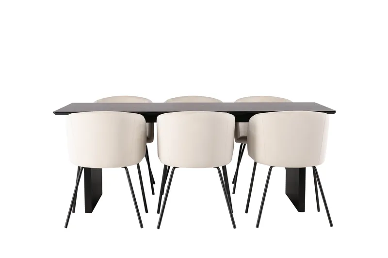 Vail Matgruppe 200 cm Rektangulær med 6 Berit stoler - Beige - Møbler - Bord - Spisegrupper