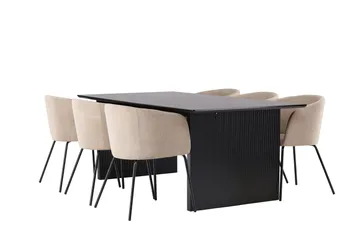 Vail Matgruppe 200 cm Rektangulær med 6 Berit stoler - Beige - Møbler - Bord - Spisegrupper