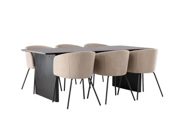 Vail Matgruppe 200 cm Rektangulær med 6 Berit stoler - Beige - Møbler - Bord - Spisegrupper