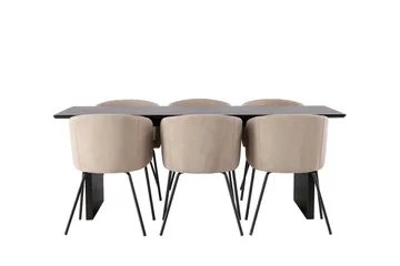 Vail Matgruppe 200 cm Rektangulær med 6 Berit stoler - Beige - Møbler - Bord - Spisegrupper