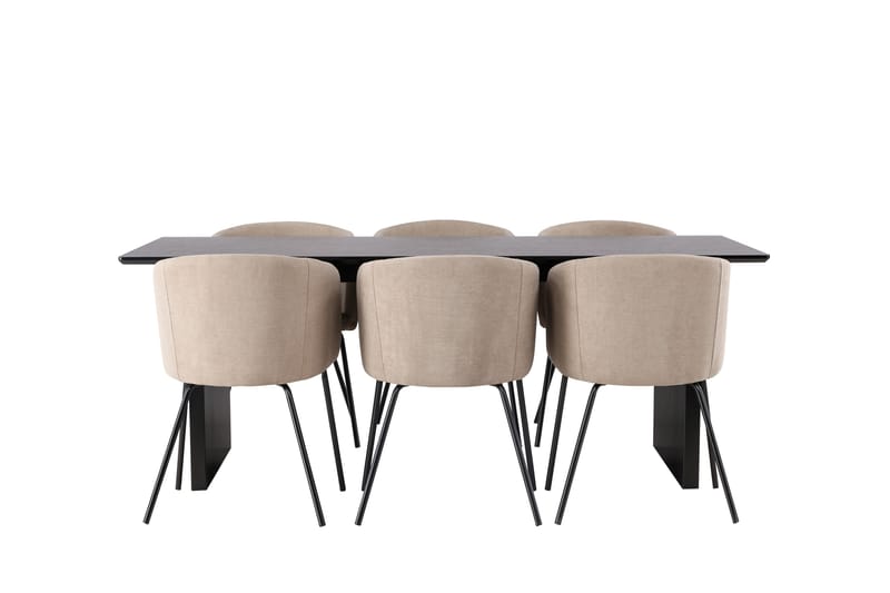 Vail Matgruppe 200 cm Rektangulær med 6 Berit stoler - Beige - Møbler - Bord - Spisegrupper