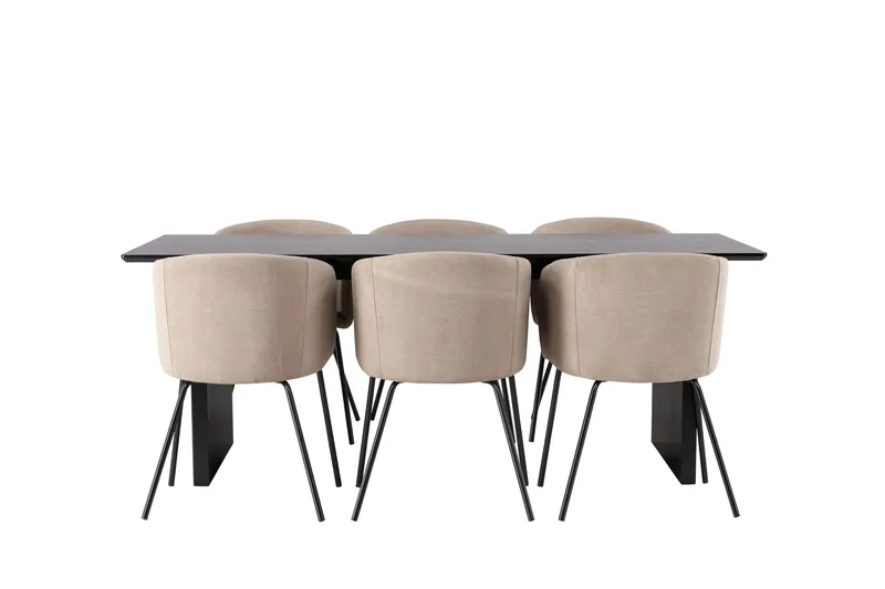 Vail Matgruppe 200 cm Rektangulær med 6 Berit stoler, Beige