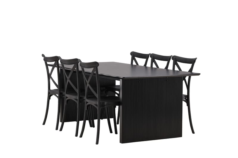 Vail Matgruppe 200 cm Rektangulær med 6 Crosett stoler - Sort - Møbler - Bord - Spisegrupper