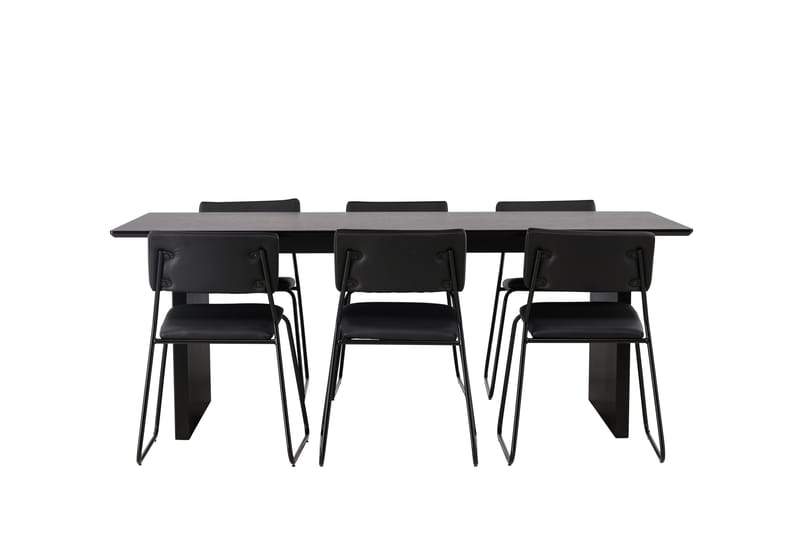 Vail Matgruppe 200 cm Rektangulær med 6 Kenth stoler - Sort - Møbler - Bord - Spisegrupper