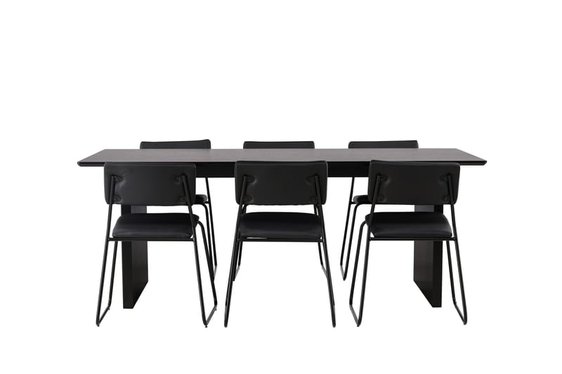 Vail Matgruppe 200 cm Rektangulær med 6 Kenth stoler, Sort