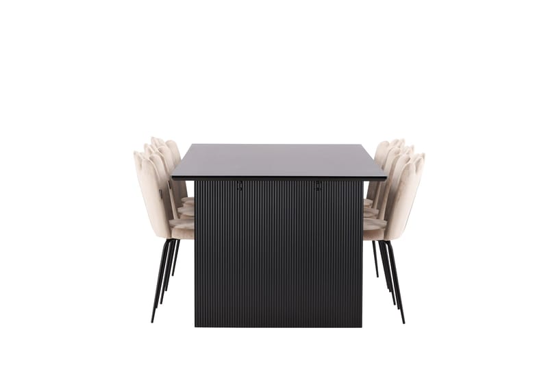 Vail Matgruppe 200 cm Rektangulær med 6 Limhamn stoler - Beige - Møbler - Bord - Spisegrupper