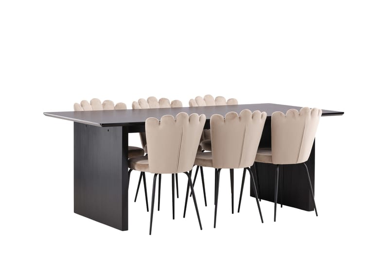 Vail Matgruppe 200 cm Rektangulær med 6 Limhamn stoler - Beige - Møbler - Bord - Spisegrupper