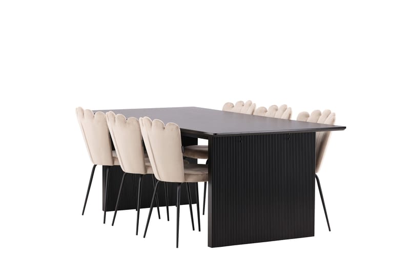 Vail Matgruppe 200 cm Rektangulær med 6 Limhamn stoler - Beige - Møbler - Bord - Spisegrupper