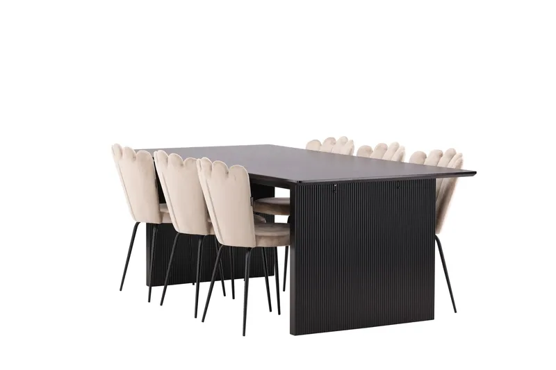 Vail Matgruppe 200 cm Rektangulær med 6 Limhamn stoler - Beige - Møbler - Bord - Spisegrupper
