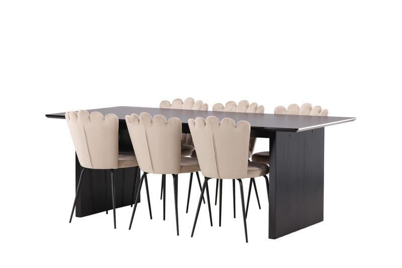 Vail Matgruppe 200 cm Rektangulær med 6 Limhamn stoler - Beige - Møbler - Bord - Spisegrupper
