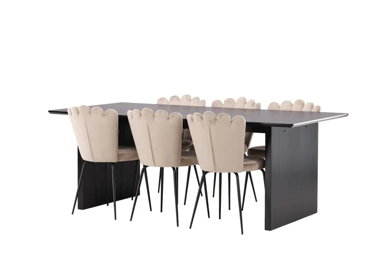 Vail Matgruppe 200 cm Rektangulær med 6 Limhamn stoler - Beige - Møbler - Bord - Spisegrupper