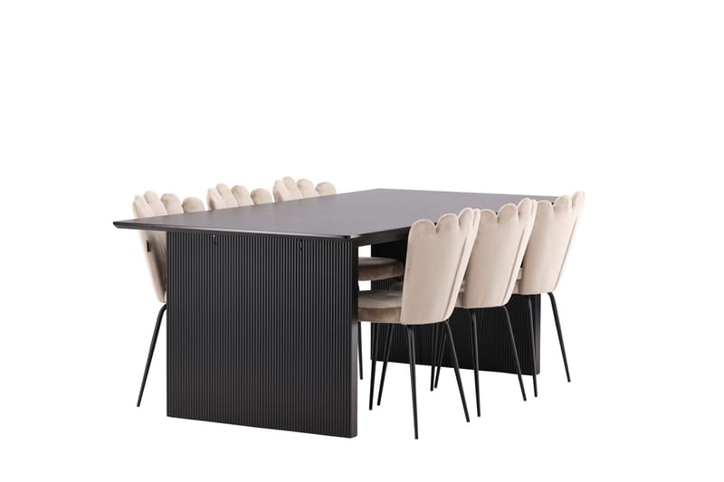 Vail Matgruppe 200 cm Rektangulær med 6 Limhamn stoler - Beige - Møbler - Bord - Spisegrupper