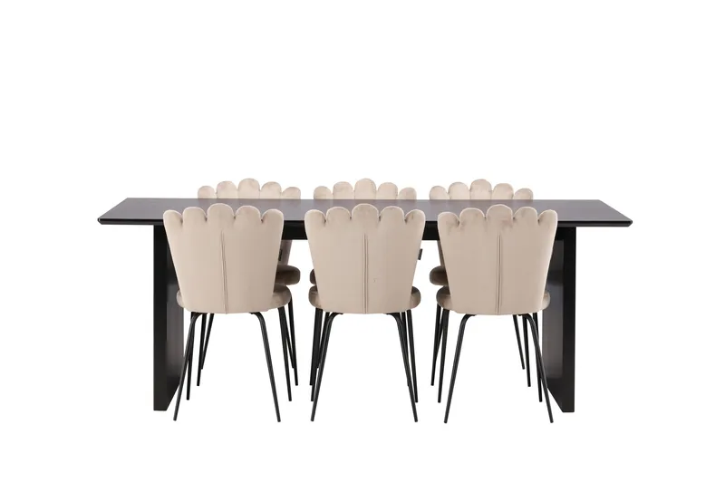 Vail Matgruppe 200 cm Rektangulær med 6 Limhamn stoler - Beige - Møbler - Bord - Spisegrupper