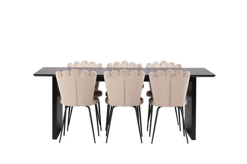 Vail Matgruppe 200 cm Rektangulær med 6 Limhamn stoler - Beige - Møbler - Bord - Spisegrupper
